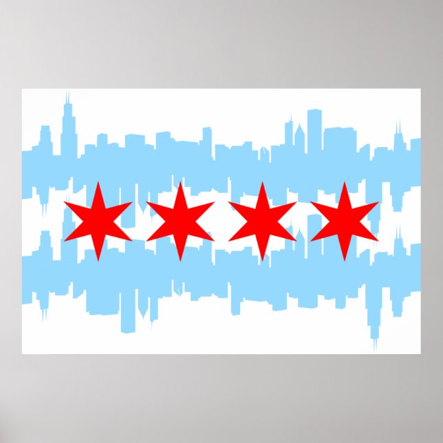 Chicago Flag Skyline Poster (Vorne)