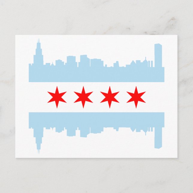 Chicago Flag Skyline Postkarte (Vorderseite)