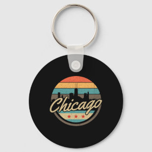 Chicago Flag Skyline Vintage Illinois USA Souvenir Schlüsselanhänger