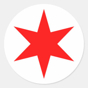 Chicago Flagge 6-zackiger Stern Runder Aufkleber
