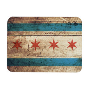 Chicago-Flagge auf altem hölzernem Korn Magnet