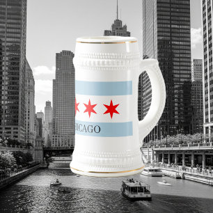 Chicago-Flagge-Bierkrug mit individuellem Text Bierglas