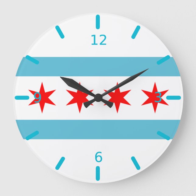 Chicago-Flagge Große Uhr (Vorderseite)
