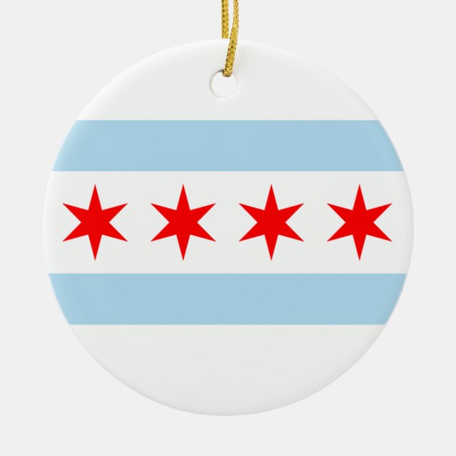 Chicago-Flagge Keramik Ornament (Vorne)