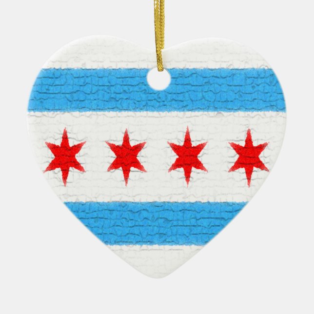 Chicago-Flagge Keramikornament (Vorne)