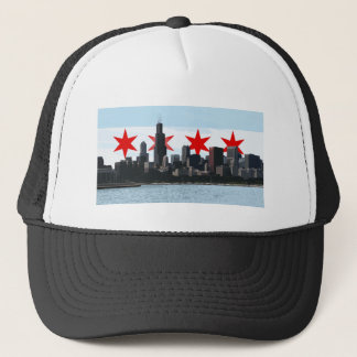 Chicago-Flaggen-Skyline-Fernlastfahrer-Hut Truckerkappe