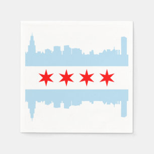 Chicago-Flaggen-Skyline Serviette