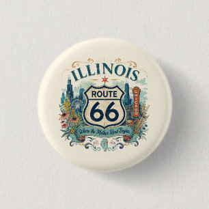 Chicago Florale Route 66 Midwest Boho Stimmung Button