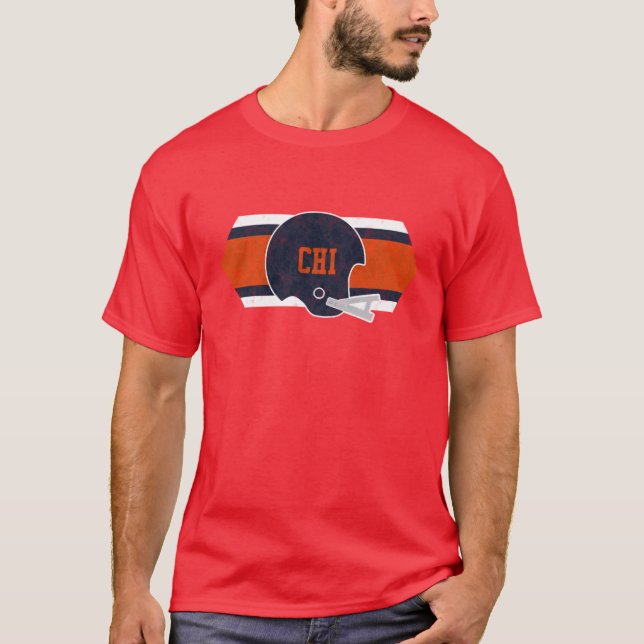 Chicago Football retro and distressed helmet and s T-Shirt (Vorderseite)