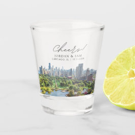 Chicago Foto Gastgeschenk Hochzeit Cheers Shot Gla Schnapsglas