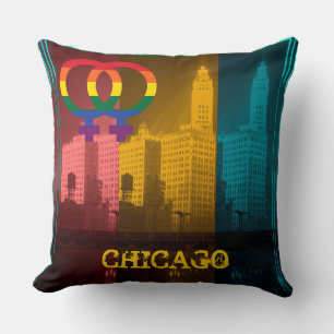 Chicago Gay Lesbian Interest Rainbow Wrigley Bldg Kissen