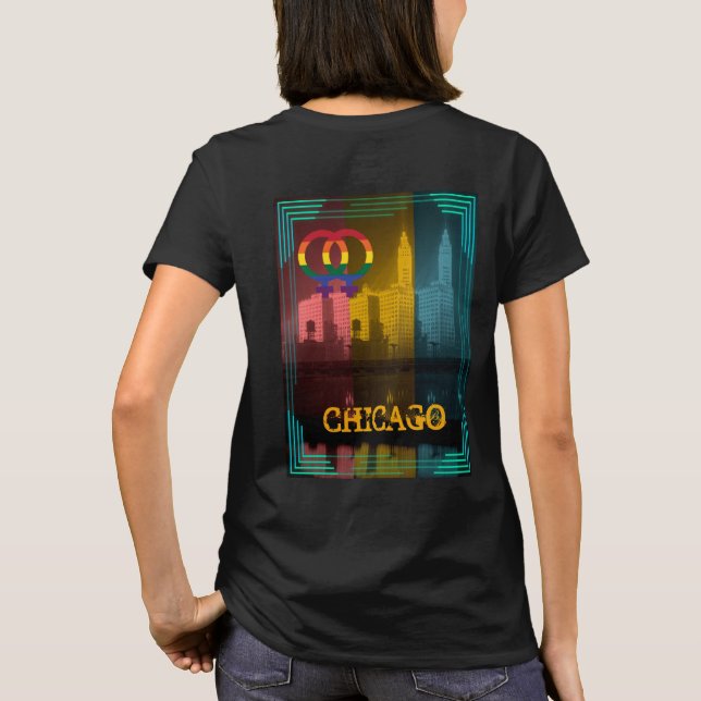 Chicago Gay Pride Lesbian Wrigley Gebäude der 1930 T-Shirt (Rückseite)