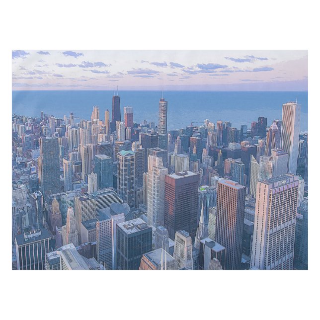 Chicago Gebäude Artwork| Tischdecke (Vorderseite (Horizontal))