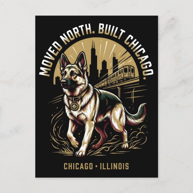Chicago German Shepherd African Heritage Pride Art Postkarte (Vorderseite)