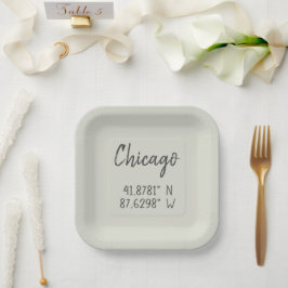 Chicago GPS koordiniert Breitengrad Pappteller