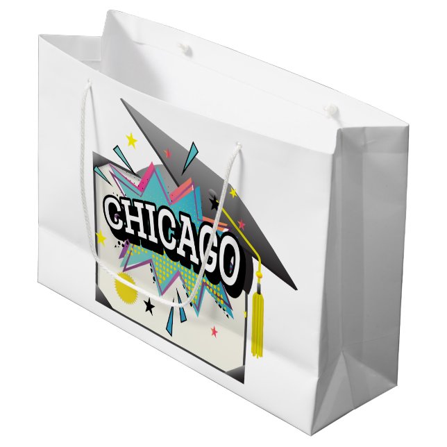 Chicago Gradate Große Geschenktüte (Vorderseite Schrägansicht)