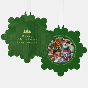 Chicago Green Modern Paper Ornament Foto Karte
