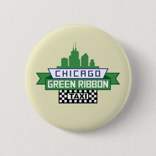 Chicago Green Ribbon Taxi Logo - Fan Art Button
