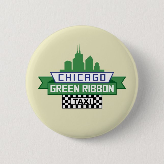 Chicago Green Ribbon Taxi Logo - Fan Art Button (Vorderseite)