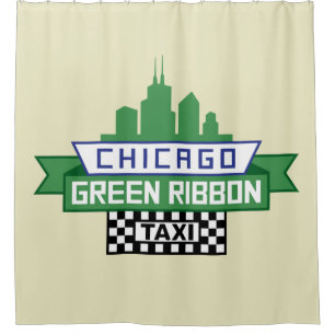 Chicago Green Ribbon Taxi Logo - Fan Art Duschvorhang
