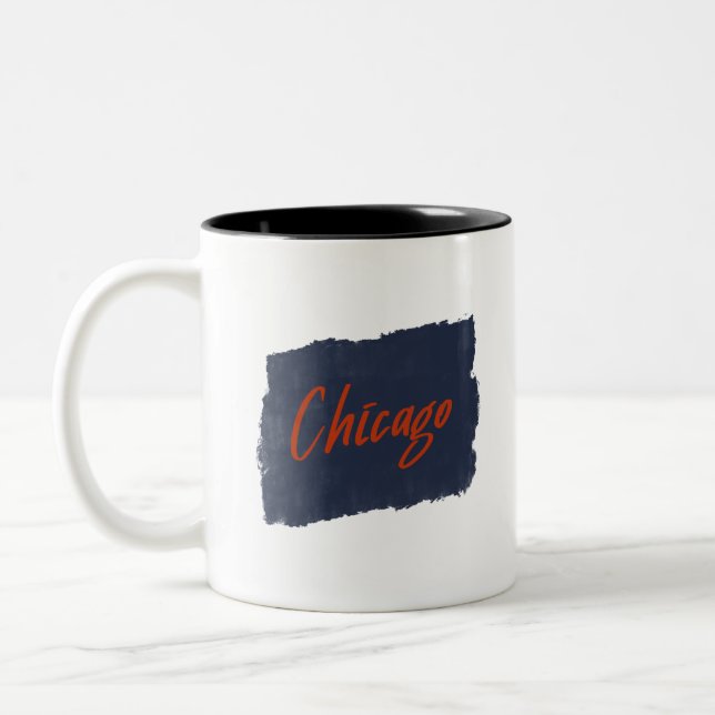 Chicago Handgeschriebene Typografie Coffee Tasse (Links)
