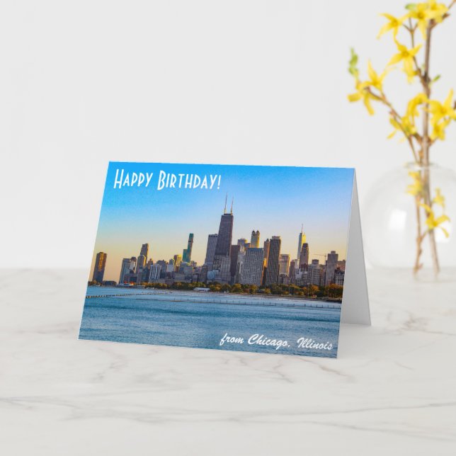 Chicago Happy Birthday Card Karte (Gelbe Blume)