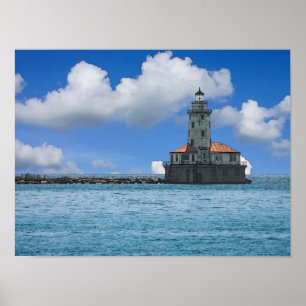 Chicago Harbor Leuchtturm Malerisch Poster
