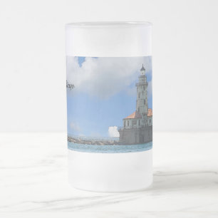 Chicago Harbour Lighthouse Painterly Mattierte Tas Mattglas Bierglas