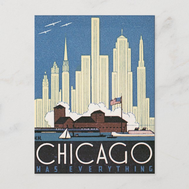 Chicago hat alles Vintage Travel Poster Postkarte (Vorderseite)