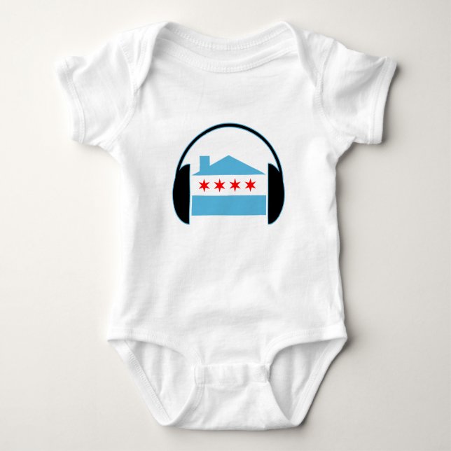 Chicago-Haus-Flaggen-Kopfhörer Baby Strampler (Vorderseite)