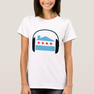 Chicago-Haus-Flaggen-Kopfhörer T-Shirt