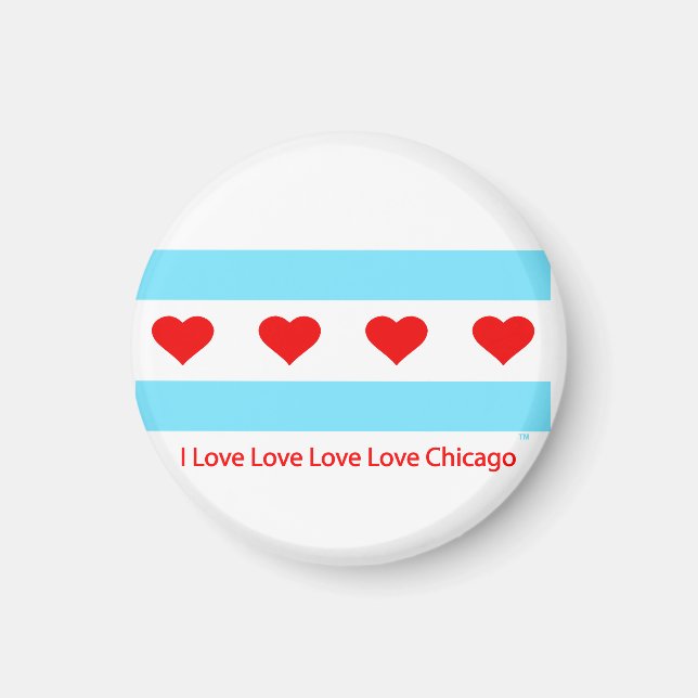 Chicago Heart Flag - I Liebe x 4 Chi Round Magnet (Vorne)