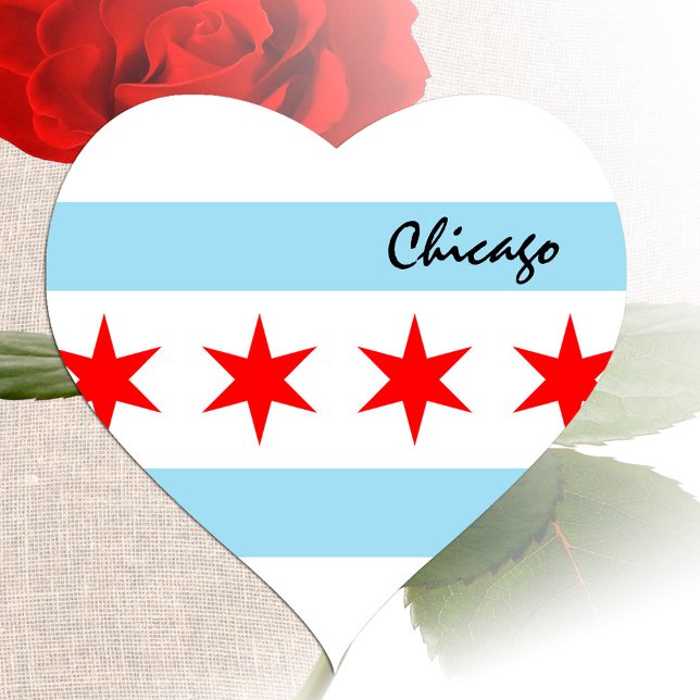Chicago Heart Sticker, Patriotic Chicago Flag Herz-Aufkleber (Von Creator hochgeladen)