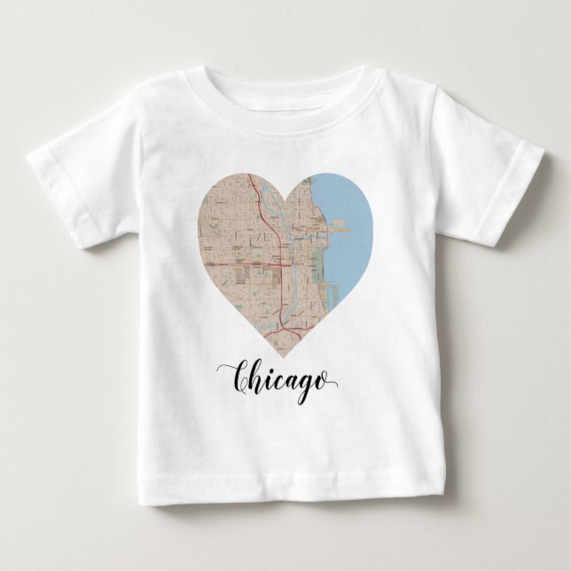 Chicago-Herz-Karte Baby T-shirt (Vorderseite)