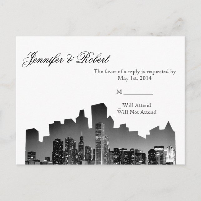 Chicago Hochzeit in Urlaubsort UAWG Postcard Einladungspostkarte (Vorderseite)