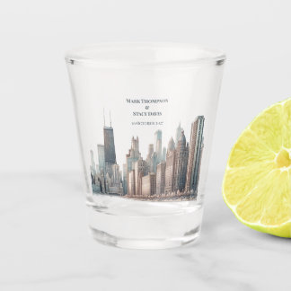 Chicago Hochzeit Waterfront-Stadtbild Schnapsglas