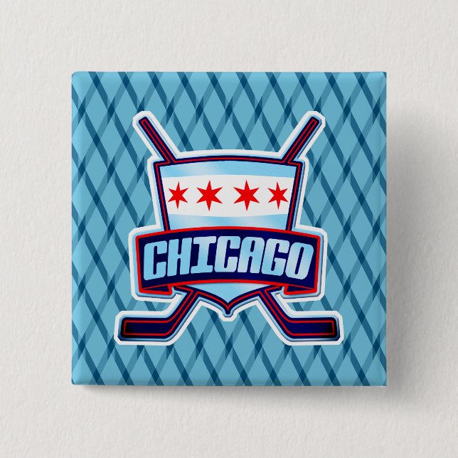 Chicago Ice Hockey Flag Button (Vorderseite)