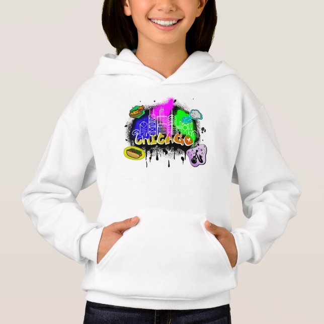 Chicago Iconic Cartoon T-Shirt Hoodie (Vorderseite)