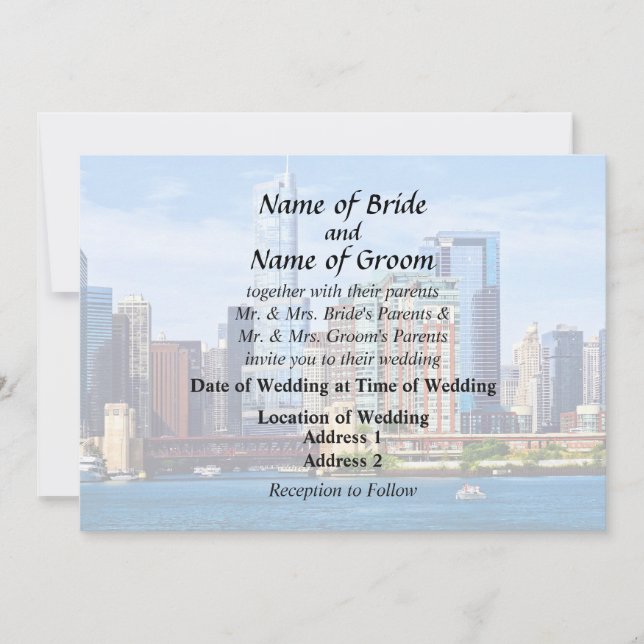 Chicago IL - Aussicht Vom Lake Michigan Einladung (Vorderseite)