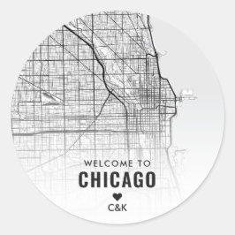 Chicago, IL City Map | Begrüßung Runder Aufkleber