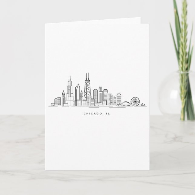 Chicago IL Cityscape Illustration Karte (Vorderseite)