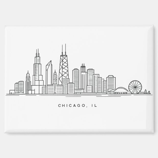 Chicago IL Cityscape Illustration Magnet (Vorderseite)