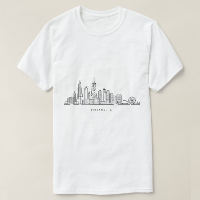 Chicago IL Cityscape Illustration T-Shirt (Design vorne)