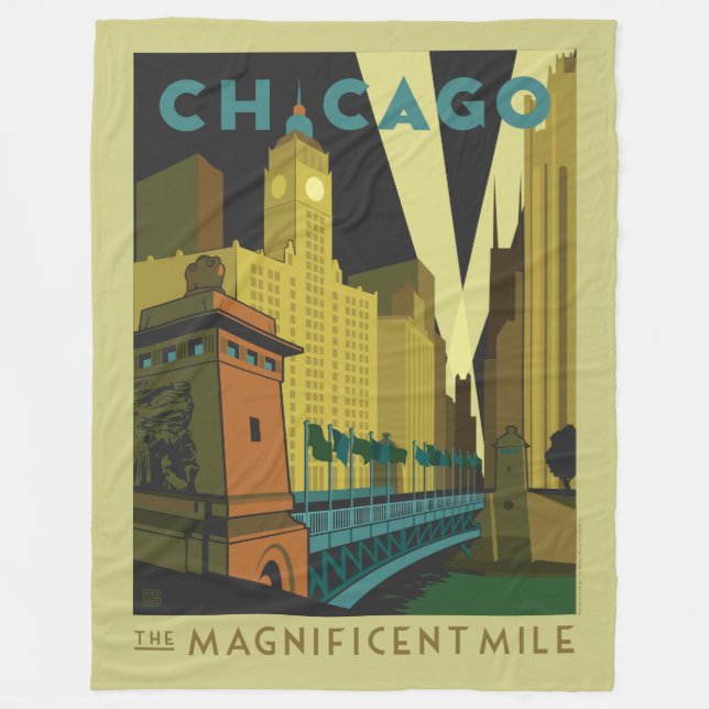 Chicago, IL - Die prächtige Meile Fleecedecke (Vorderseite)