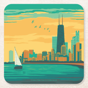 Chicago, IL - Genießen Sie die Lakefront Rechteckiger Pappuntersetzer