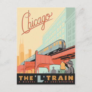 Chicago, IL - 'L' Zug Postkarte