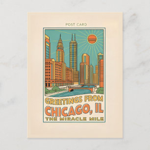 Chicago IL Miracle Mile Retro Postkarte