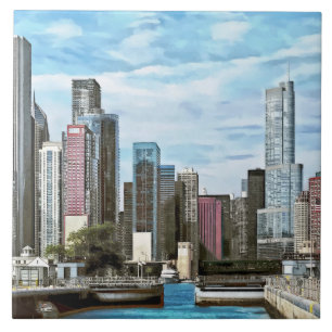 Chicago IL - Schleuse Chicago Harbour Fliese