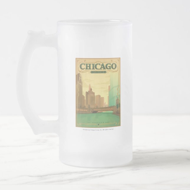 Chicago, IL - St. Patrick's Day Mattglas Bierglas (Links)