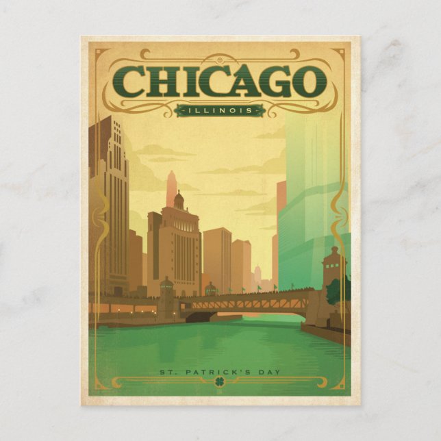 Chicago, IL - St. Patrick's Day Postkarte (Vorderseite)